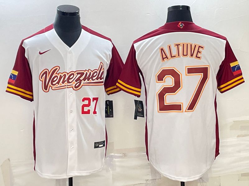 Men 2023 World Cub Venezuela #27 Altuve White Nike MLB Jersey->more jerseys->MLB Jersey